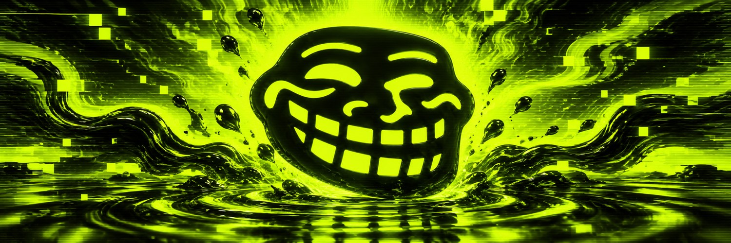 The Troll emerging from an acid-lime digital tide